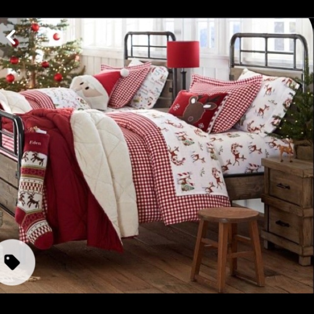 BNWT 🎄 Pottery Barn, Rudolph Flannel Sheets,🦌Tw…